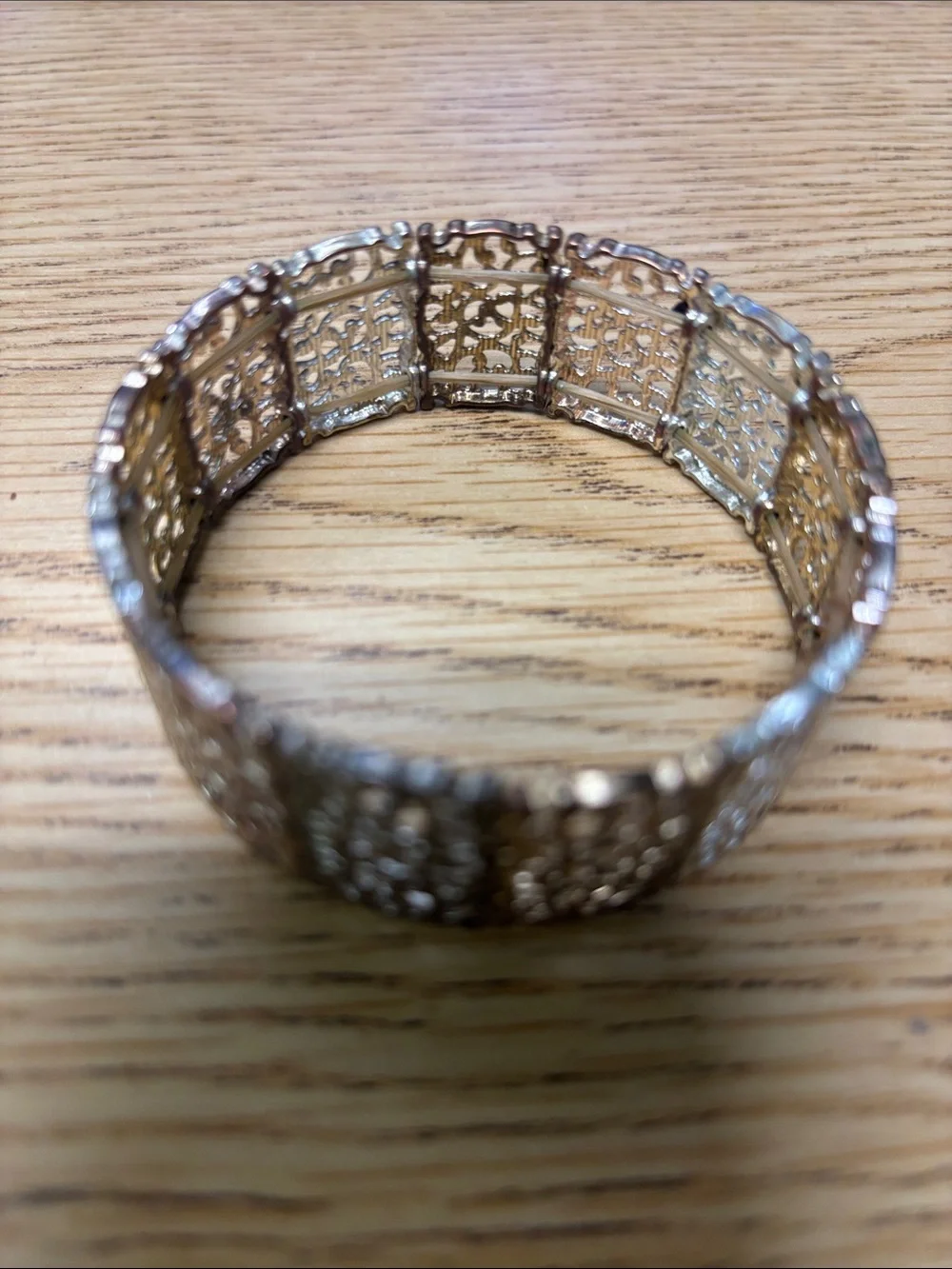 Intricate Filigree Stretch Bracelet in Rose-Tone Metal